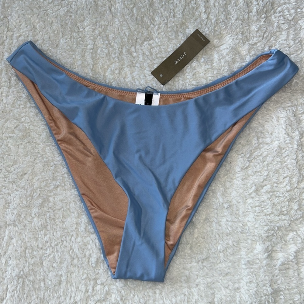 J. Crew Curved Waist Cheeky Bikini Bottom Light Blue Medium NWT
